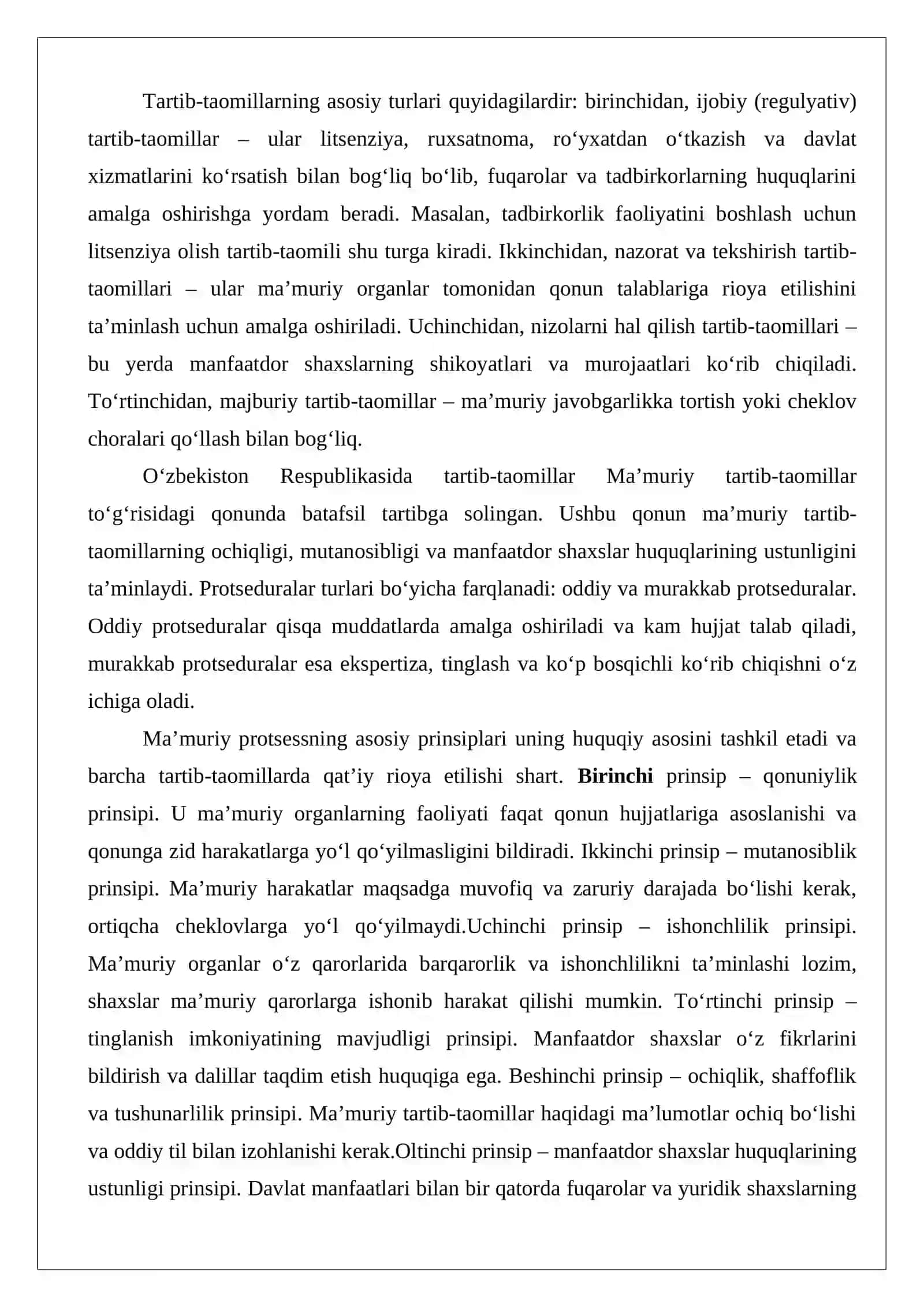 Tartib-taomillar bilan bog‘liq ma’muriy protsess 4