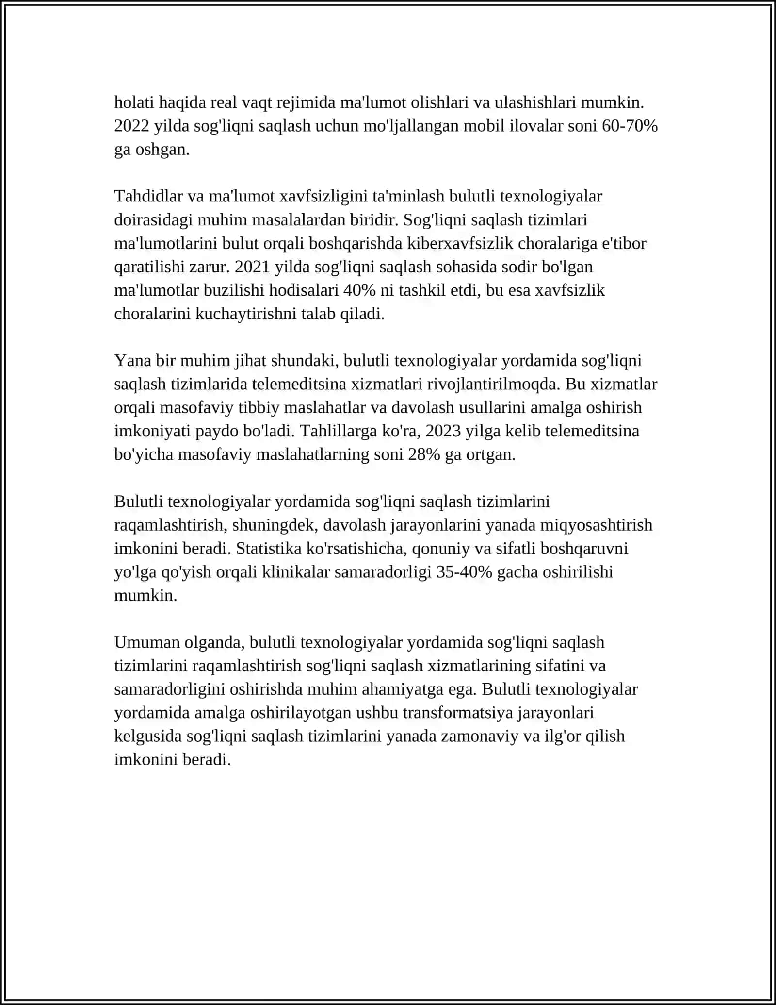 HAR XIL FAOLIYAT SOHALARIDA BULUTLI TENOLOGIYALARDAN FOYDALANISH IMKONIYATLARI 4