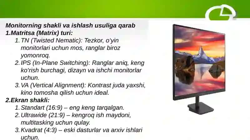 Monitor va ekraning turlari 4