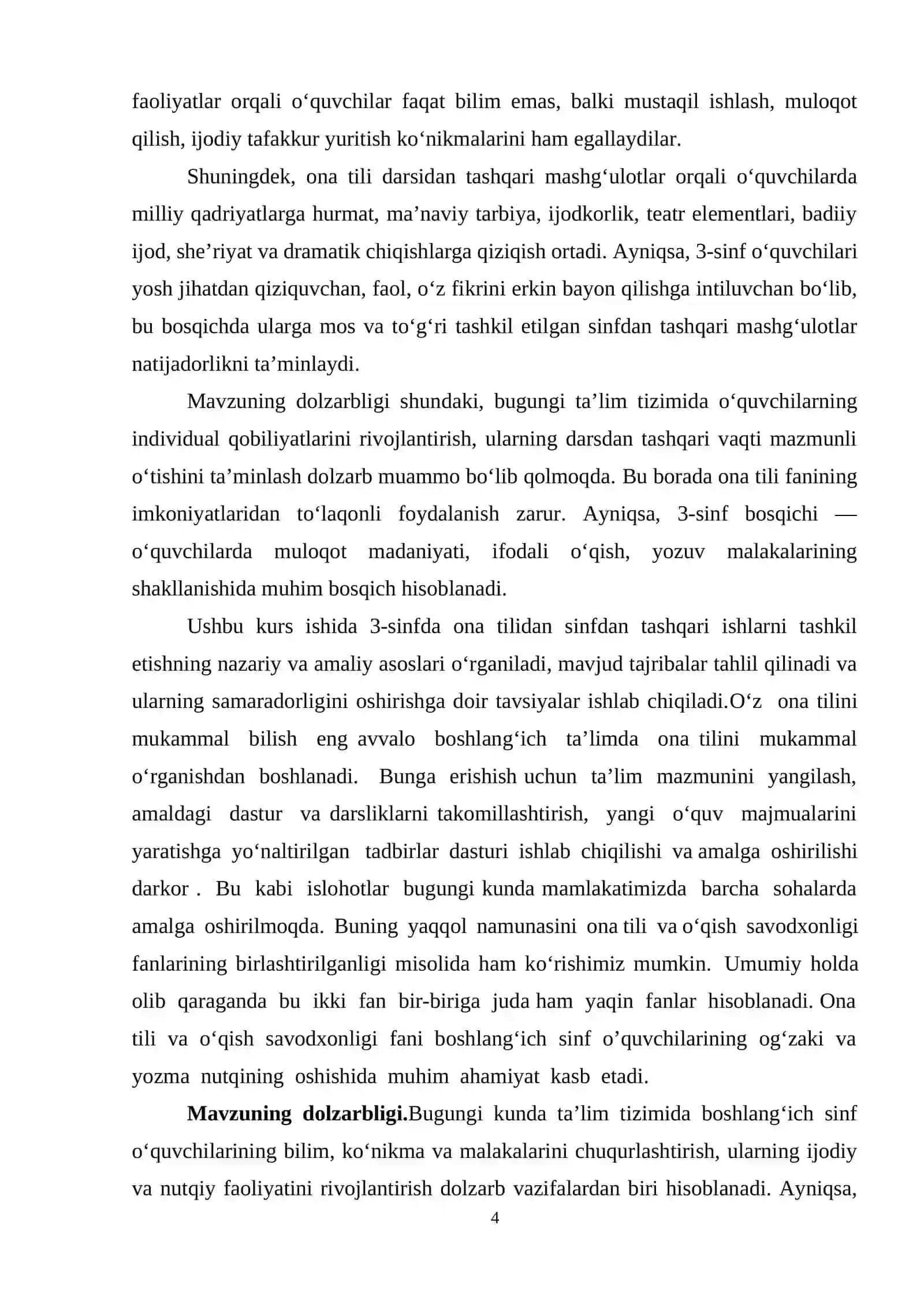 3-sinfda Ona tilidan sinfdan tashqari ishlarni tashkil qilish 4