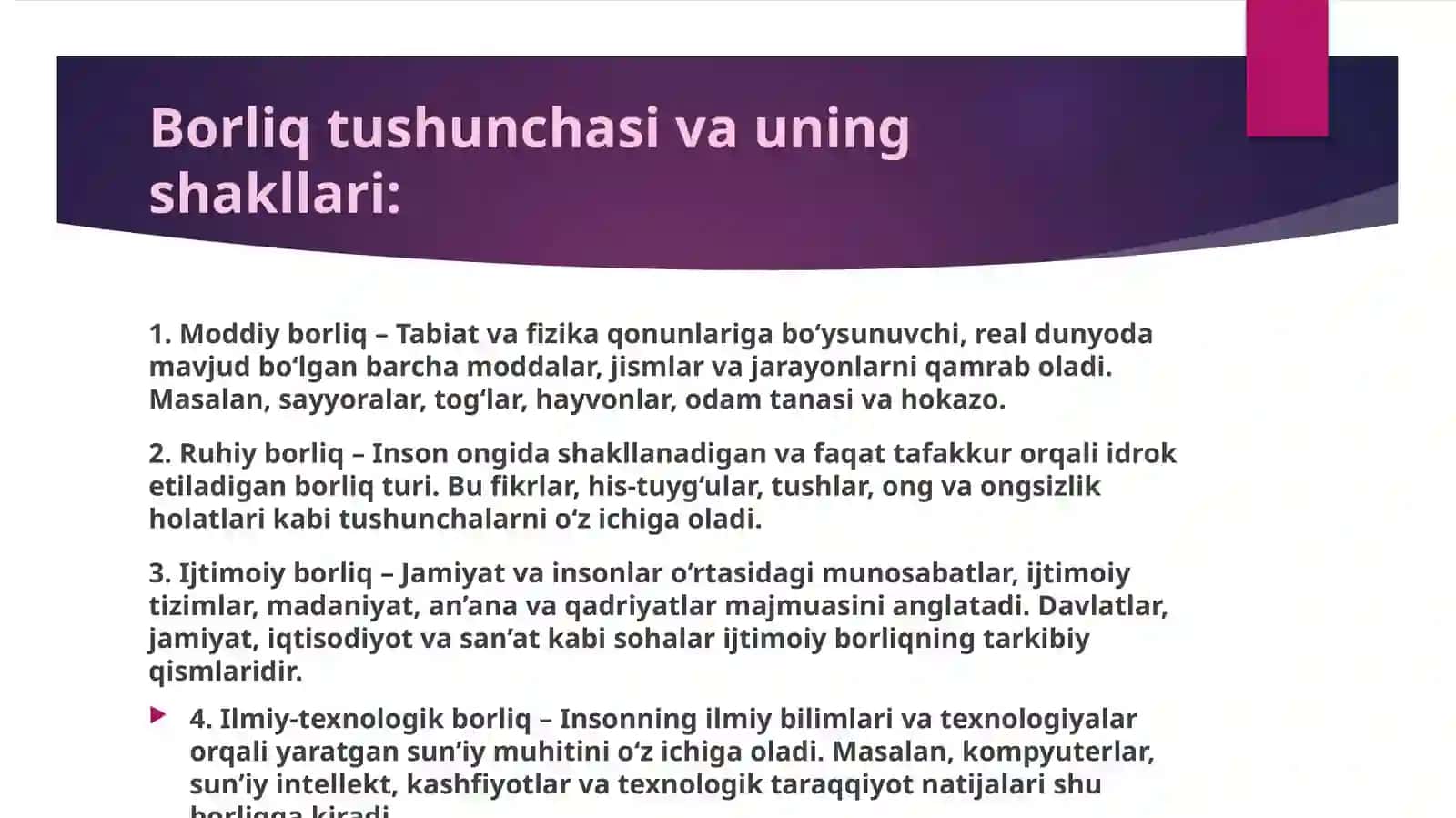 Borliq ontologiyasi va rivojlanish falsafasi 4