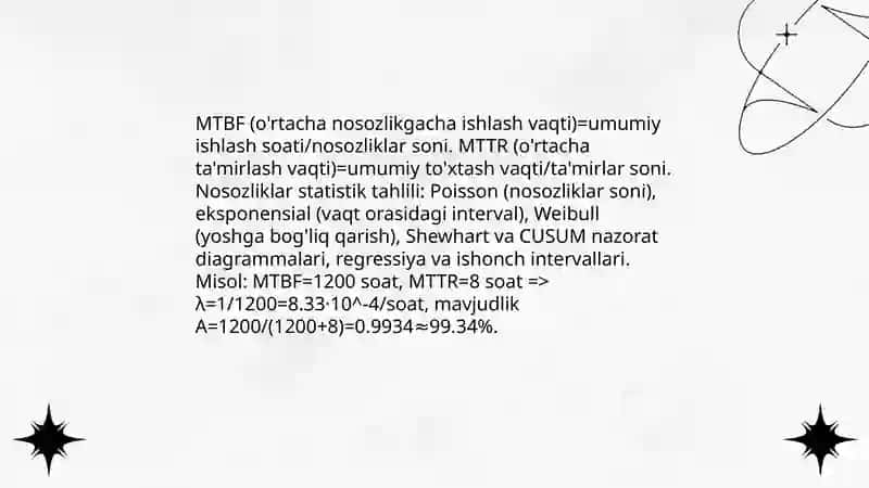 Transport vostalari ekspluatatsiyada ishonchliylini boshqarish 4