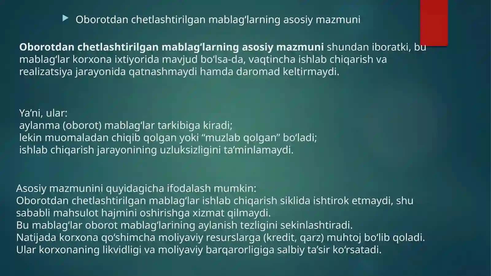 Oborotdan chetlashtirilgan mablag’lar to’g’risida tushuncha va ularning tarkibi 4