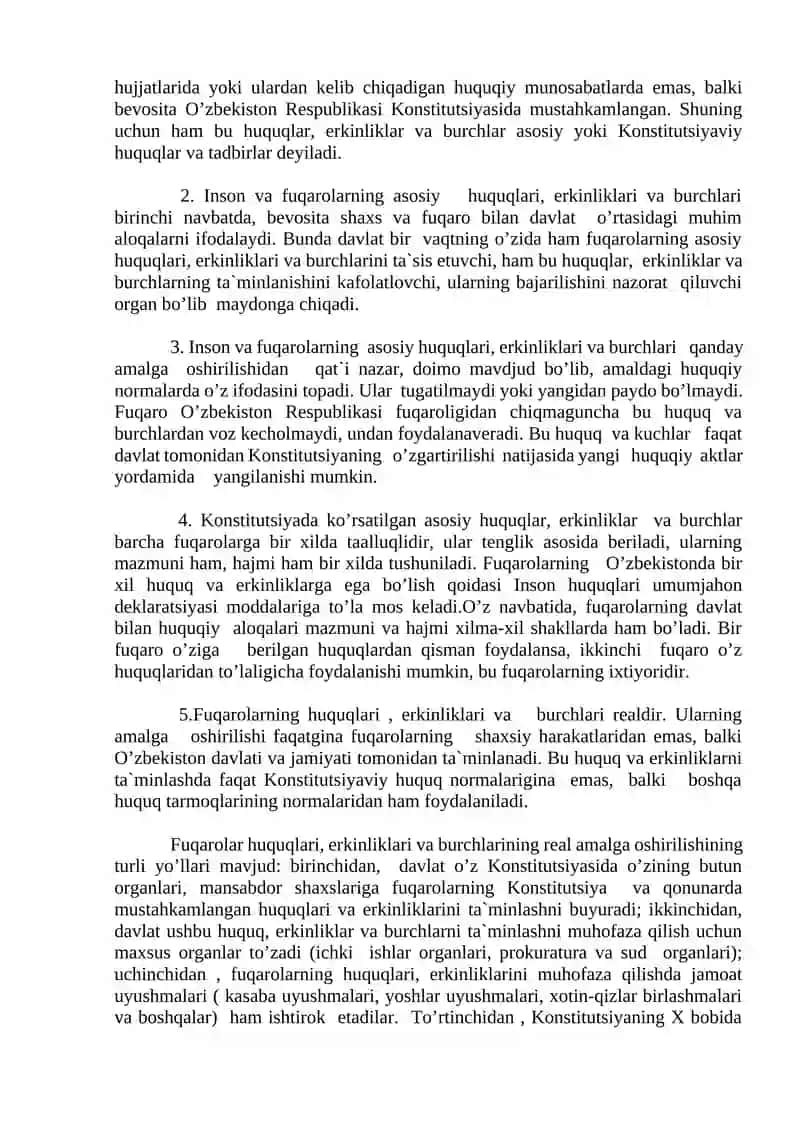O`zbekiston Respublikasida Shaxsning Konstitutsiyaviy Huquqiy Holat 4