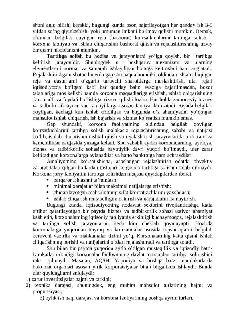 Korxona faoliyatida biznes - rejalarshtirish 4