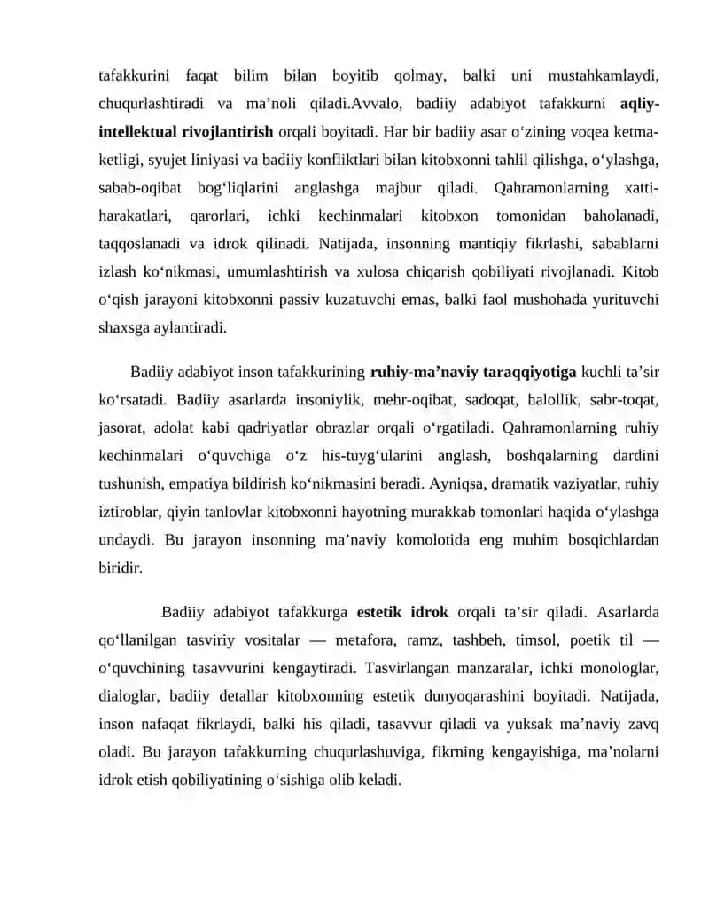 Tafakkur taraqqiyotiga xizmat qiluvchi badiiy adabiyotlar tahlili 4