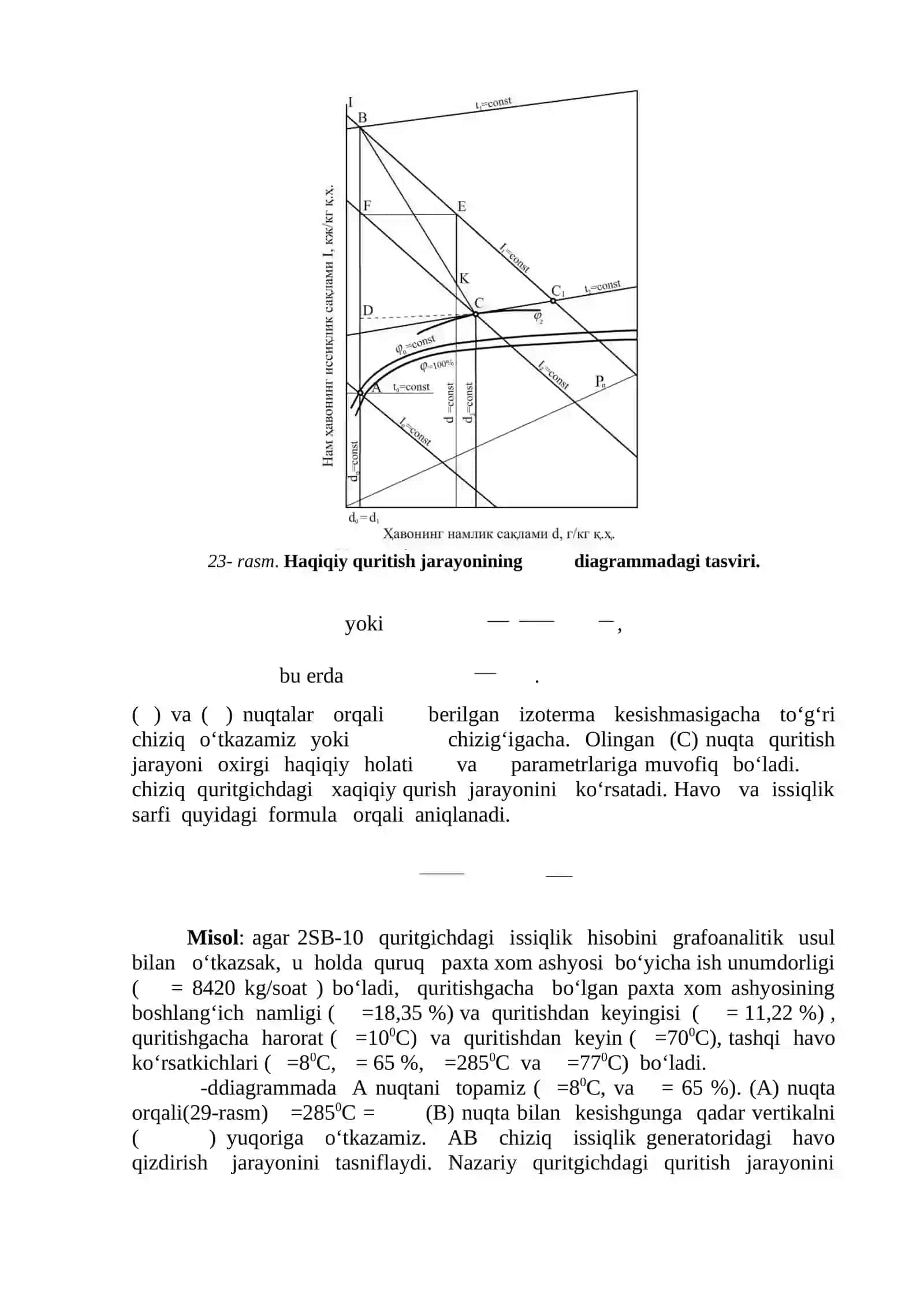 Barabanli quritgichni issiqlik hisobini grafoanalitik usuli 4