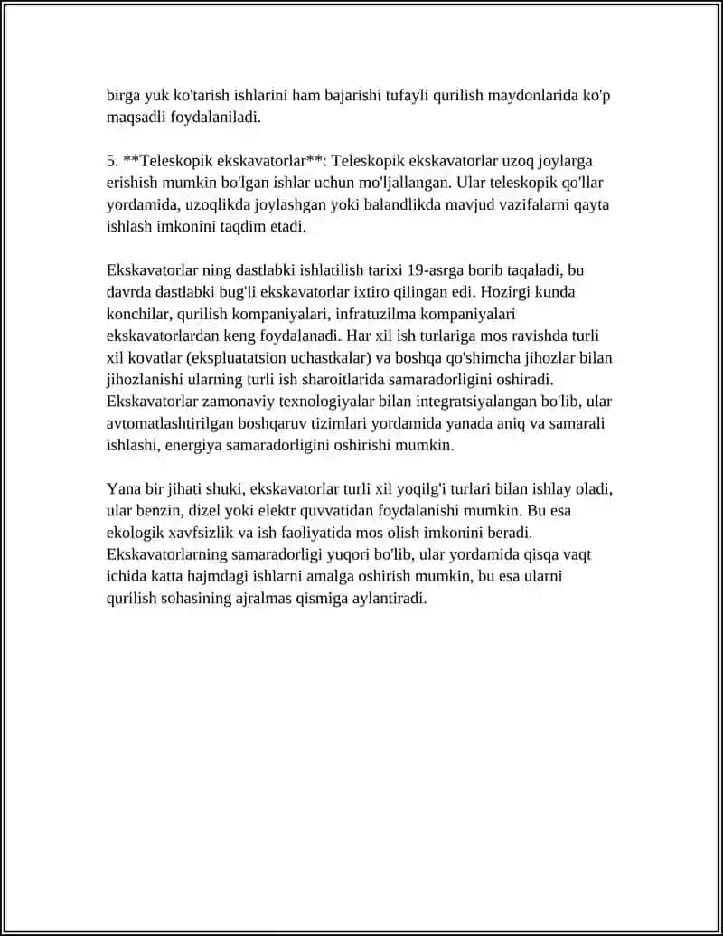 QURILISH MASHINALARI VA TURLARI 4