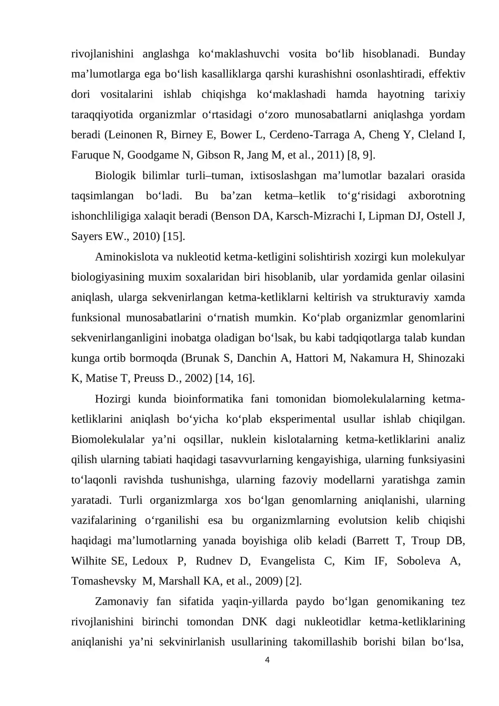 Biologik ketma –ketliklarni ma’lumot bazalari bo’yicha ko’plik taqqoslanish uchun dasturlar 4