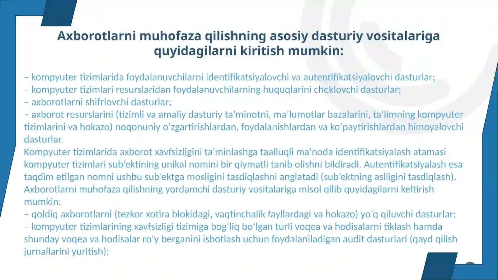 Axborot xafsizligini ta’minlash usullari 4