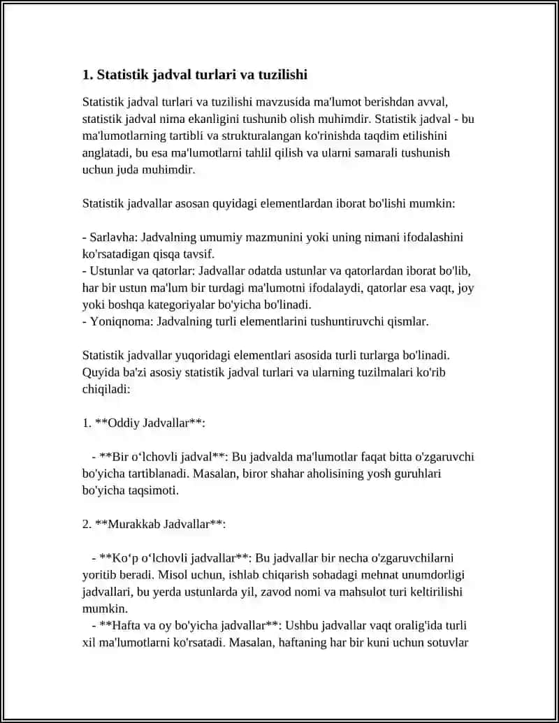 STATISTIK JADVAL VA GRAFIKLAR. STATISTIK KOʻRSATKICHLAR 4