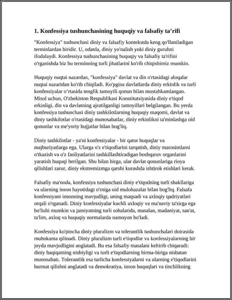 KONFESSIYA TUSHUNCHASINING MOHIYATI VA O'ZBEKISTONDA FAOLIYAT YURITUVCHI DINIY KONFESSIYALARNING TASNIFI 4