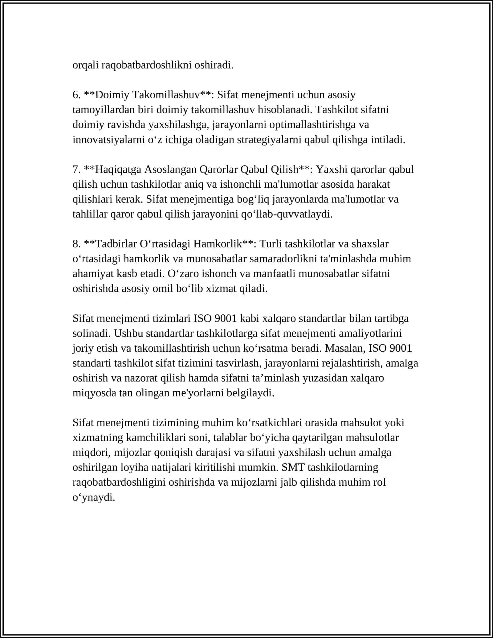 SIFAT MENEJMENTI TIZMINING RIVOJLANISH BOSQICHLARI 4