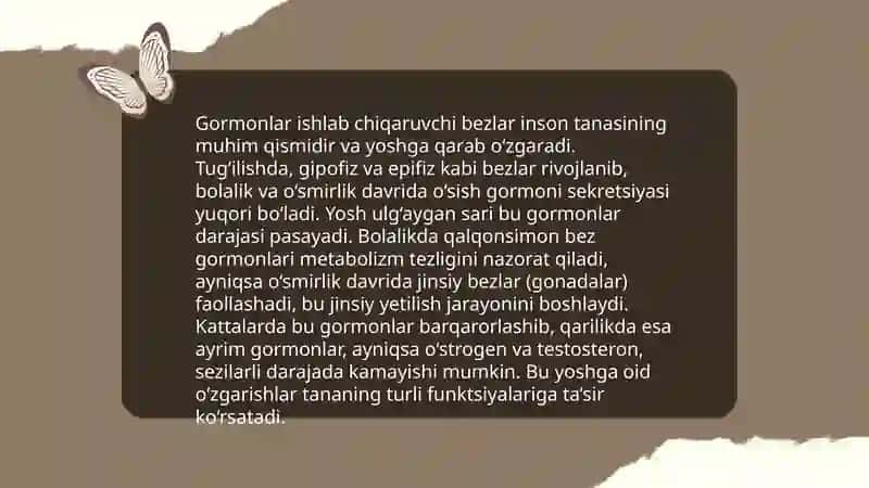 Gormonlar. Gormonlar funksiyasining yoshga oid xususiyatlari 4