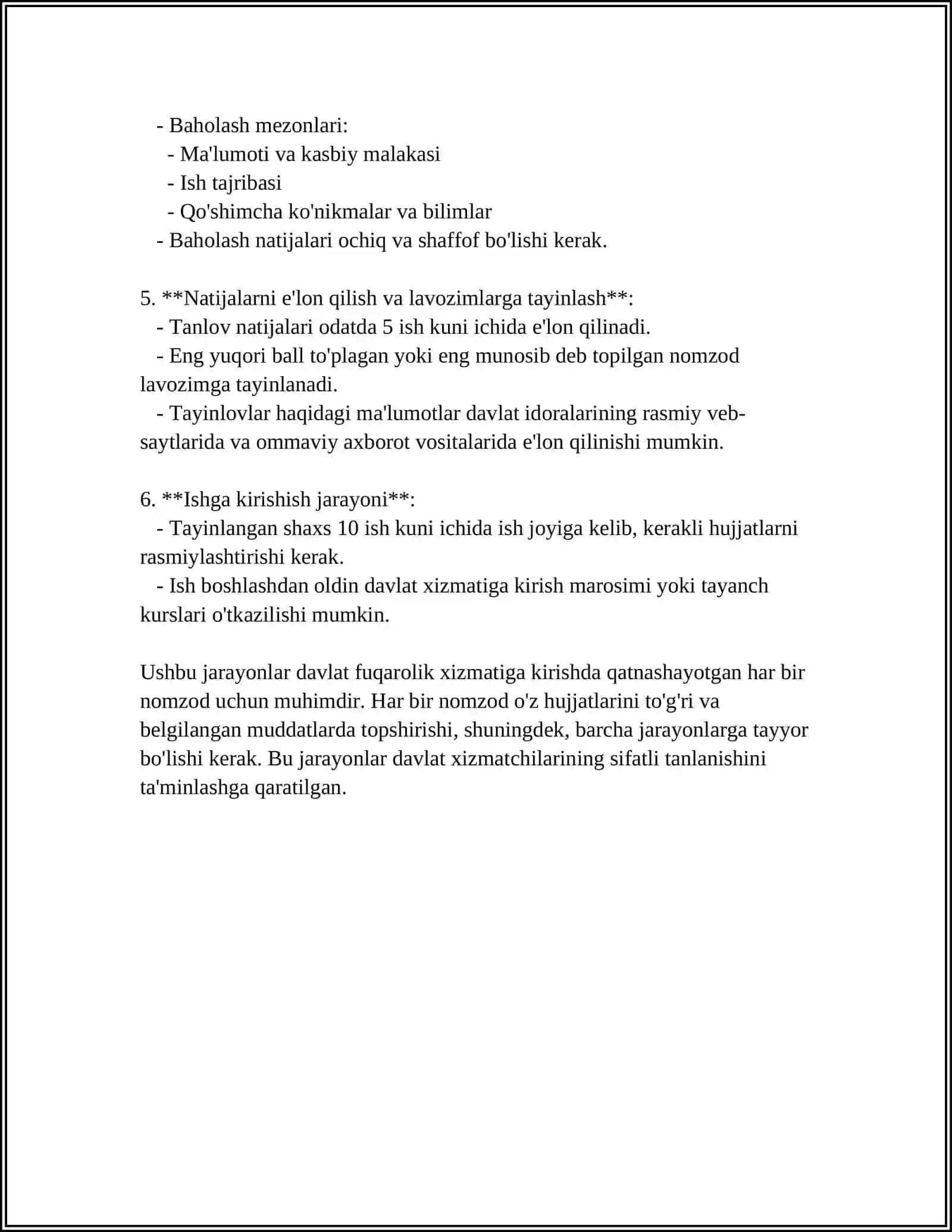DAVLAT FUQAROLIK XIZMATIGA QABUL QILINISHNING UMUMIY VA MAXSUS TALABLARI 4