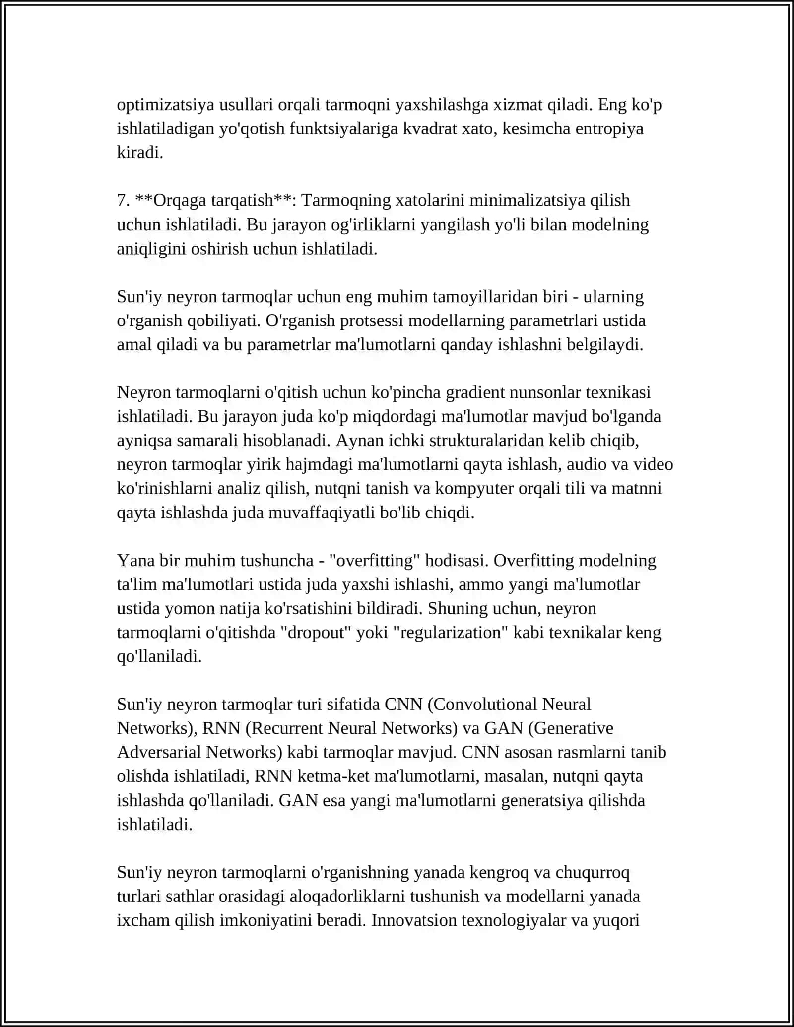 SUN'IY NERON TARMOQLAR 4