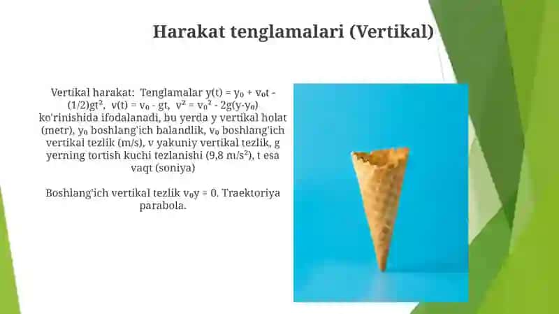 Gorizontal otilgan jismning harakati 4