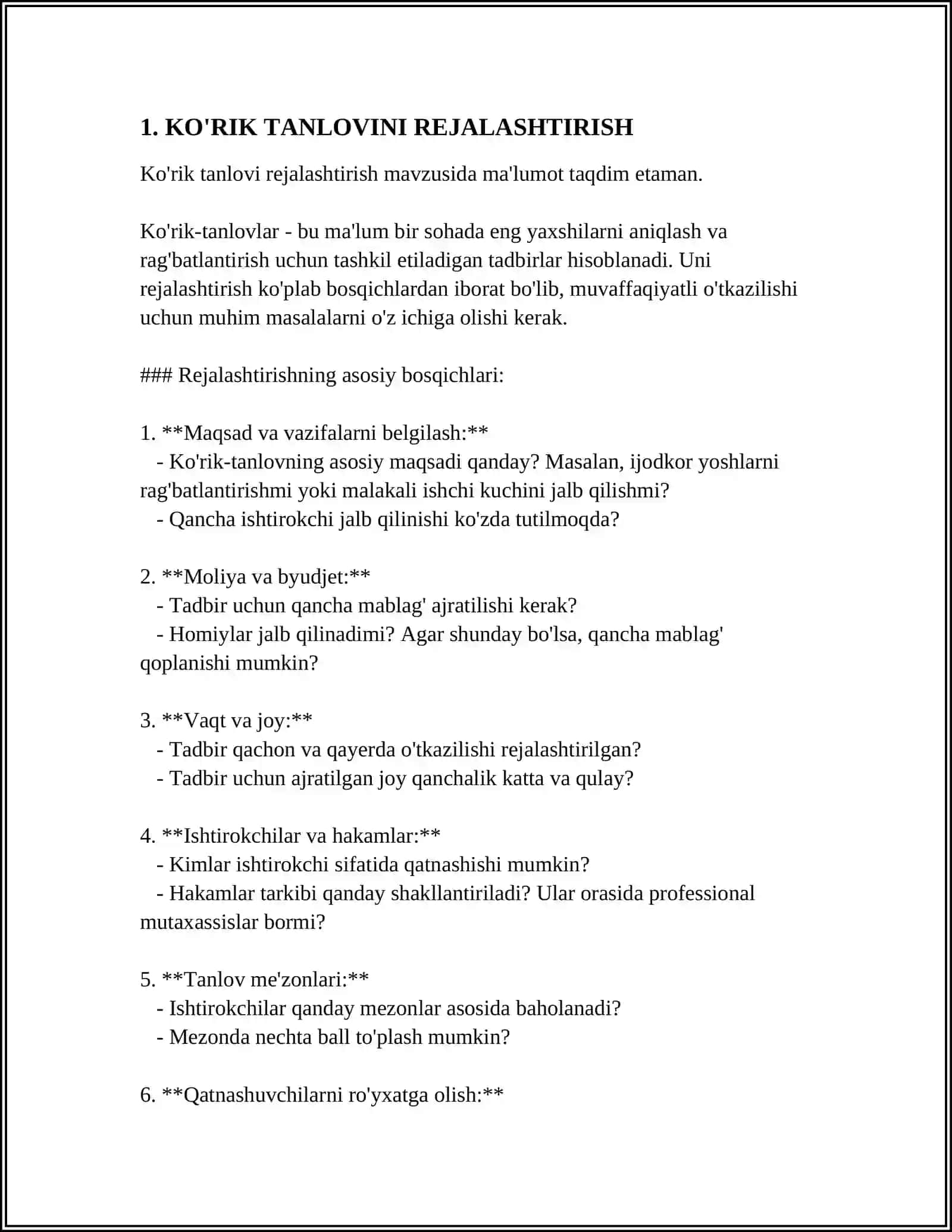 KO'RIK TANLOV O'TKAZISH METODIKASI 4