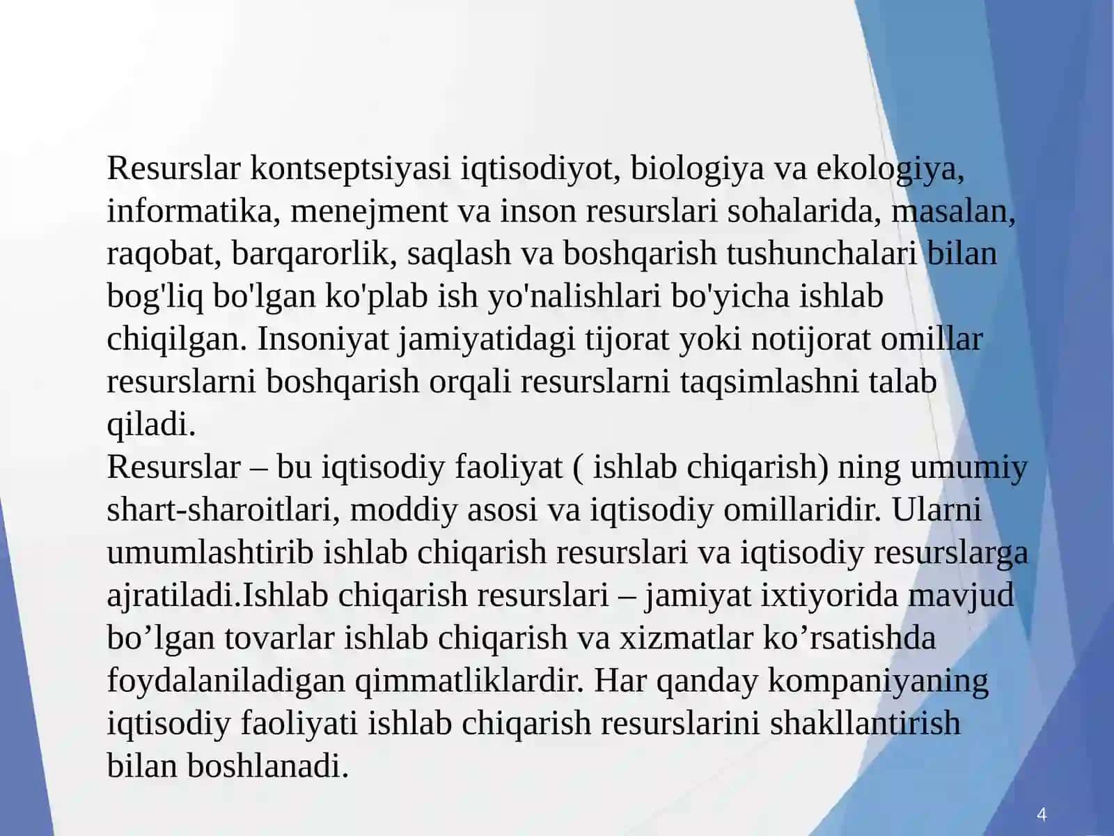 Iqtisodiyot resurslari tushunchasi 4