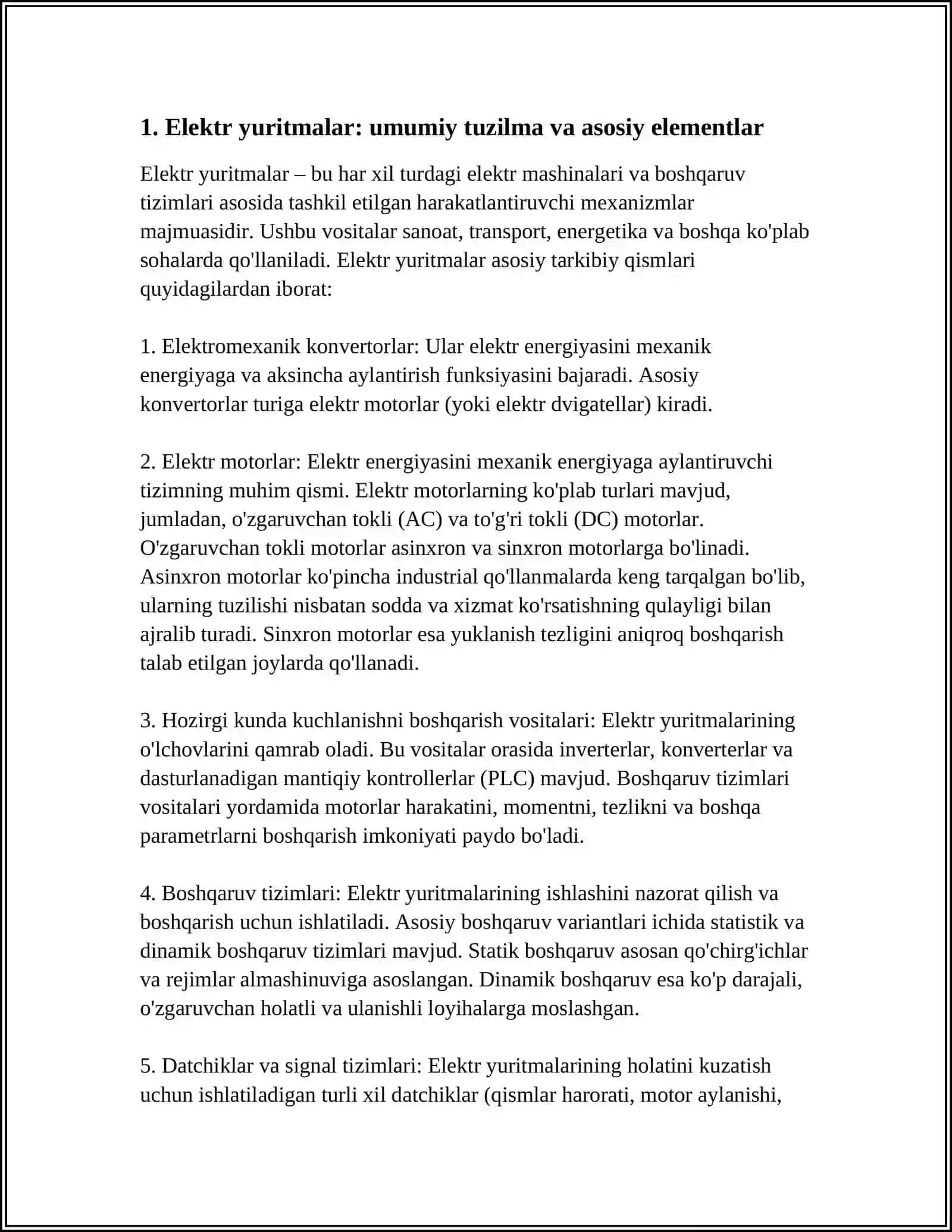 ELEKTR YURITMALAR ULARNING TARKIBIY QISMLARINI O'RGANISH 4