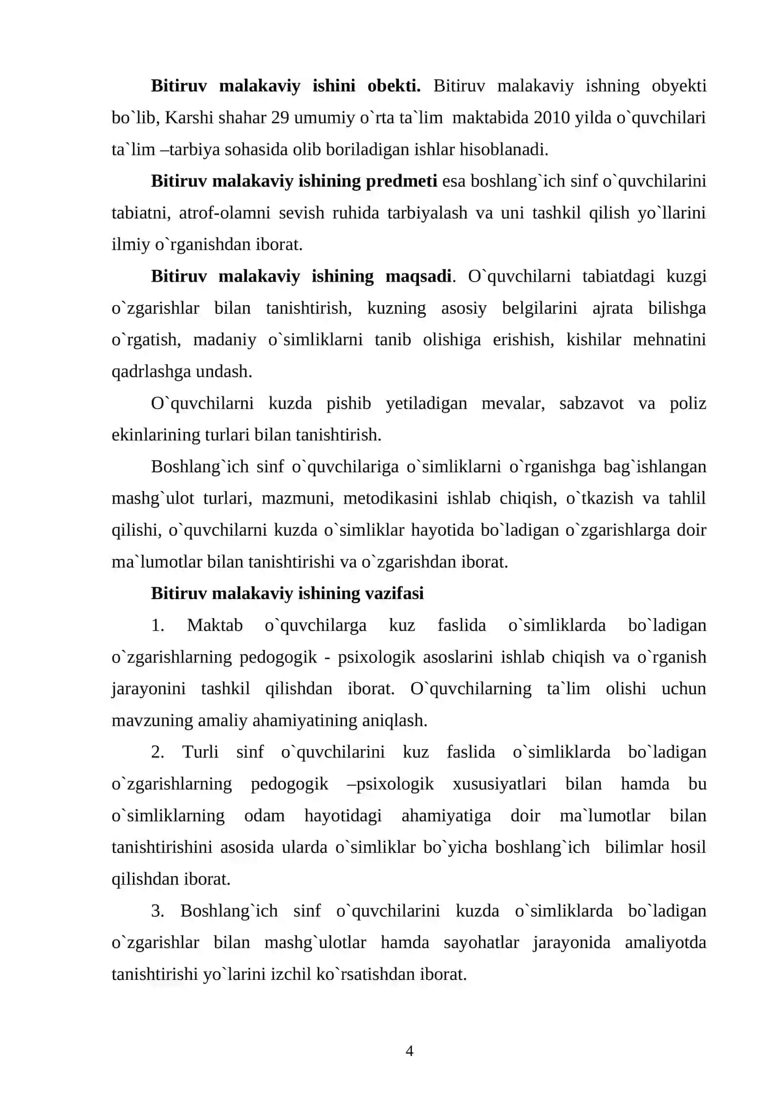 Tabiatshunoslik darslarida “O`lkamizda kuz” mavzusini pedagogik texnologiyalar asosida o`rganish 4