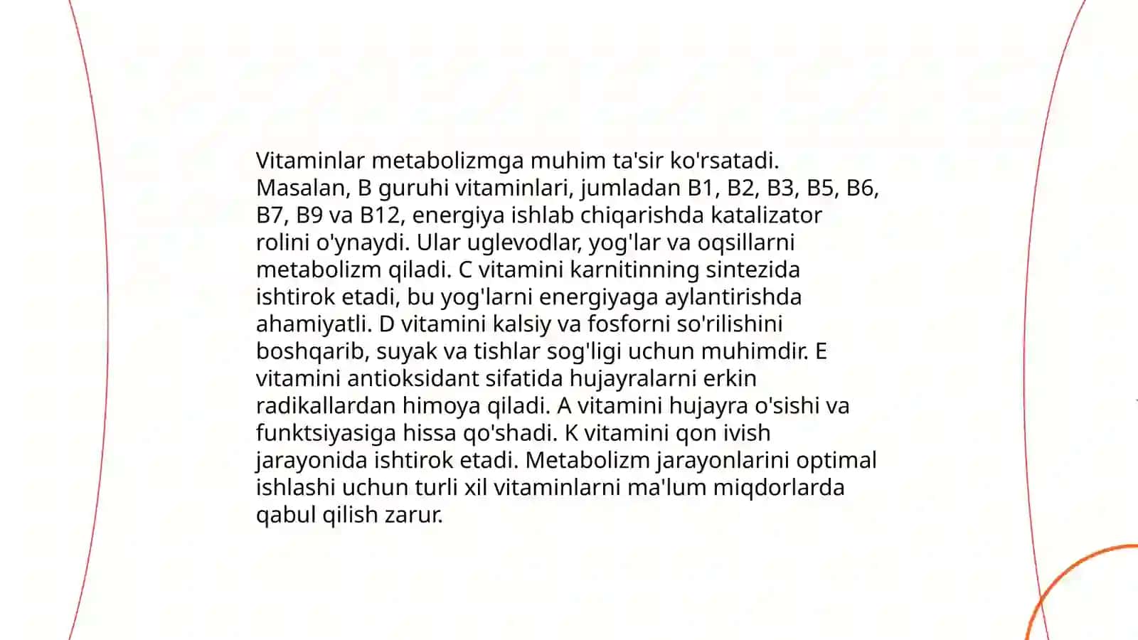 Vitaminlarning biologik roli va asosiy manbalari 4