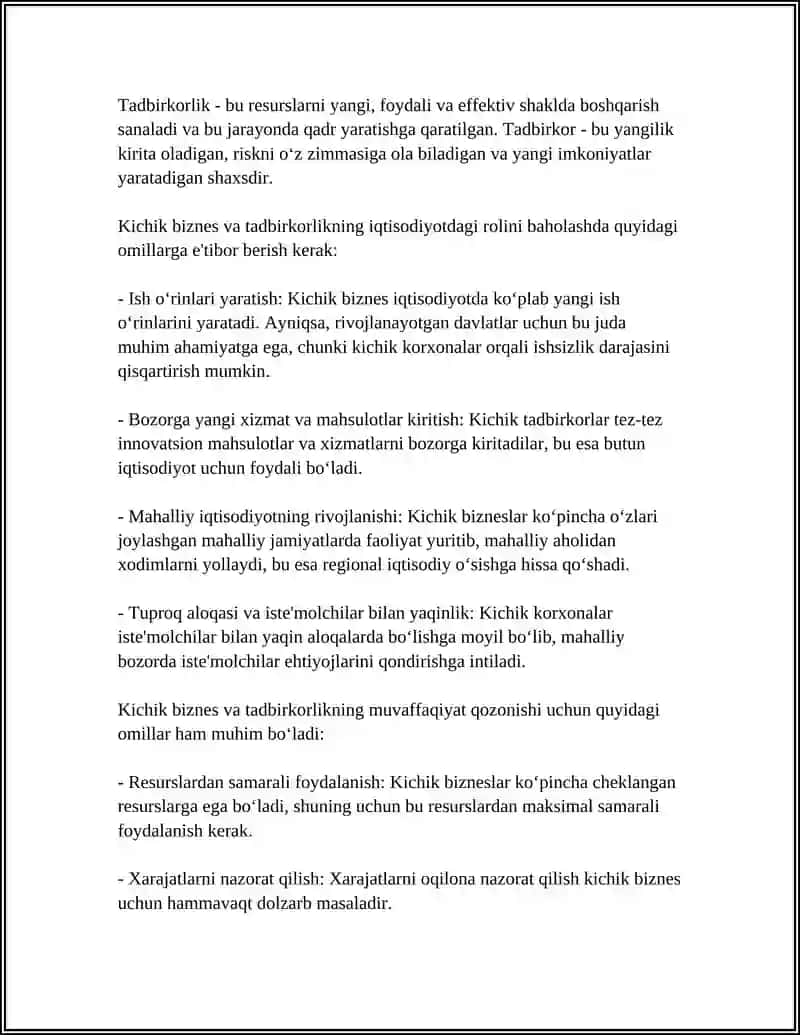 KICHIK BIZNES TADBIRKORLIK TULARI VA SHAKILLARI 4