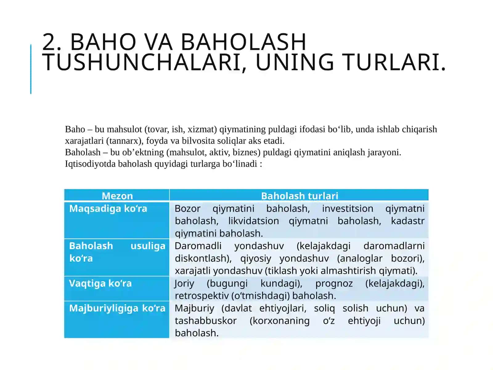 BAHOLASH VA KALKULYATSIYA 4