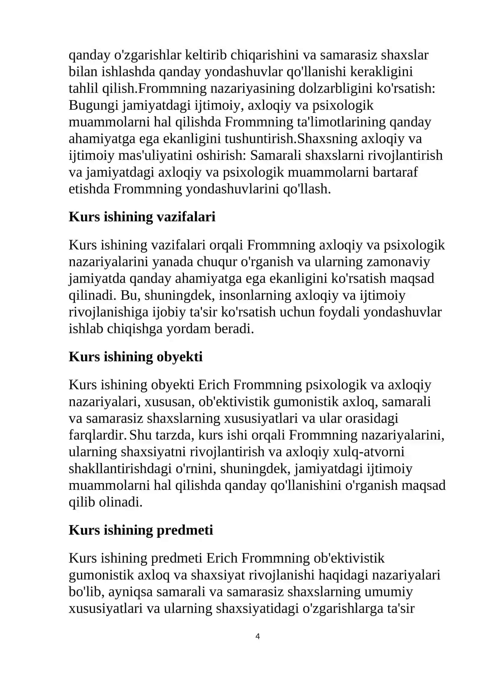 Ob'ektivistik gumonistik axloq va samarali va samarasiz shaxsning umumiy xususiyatlari.Froom 4