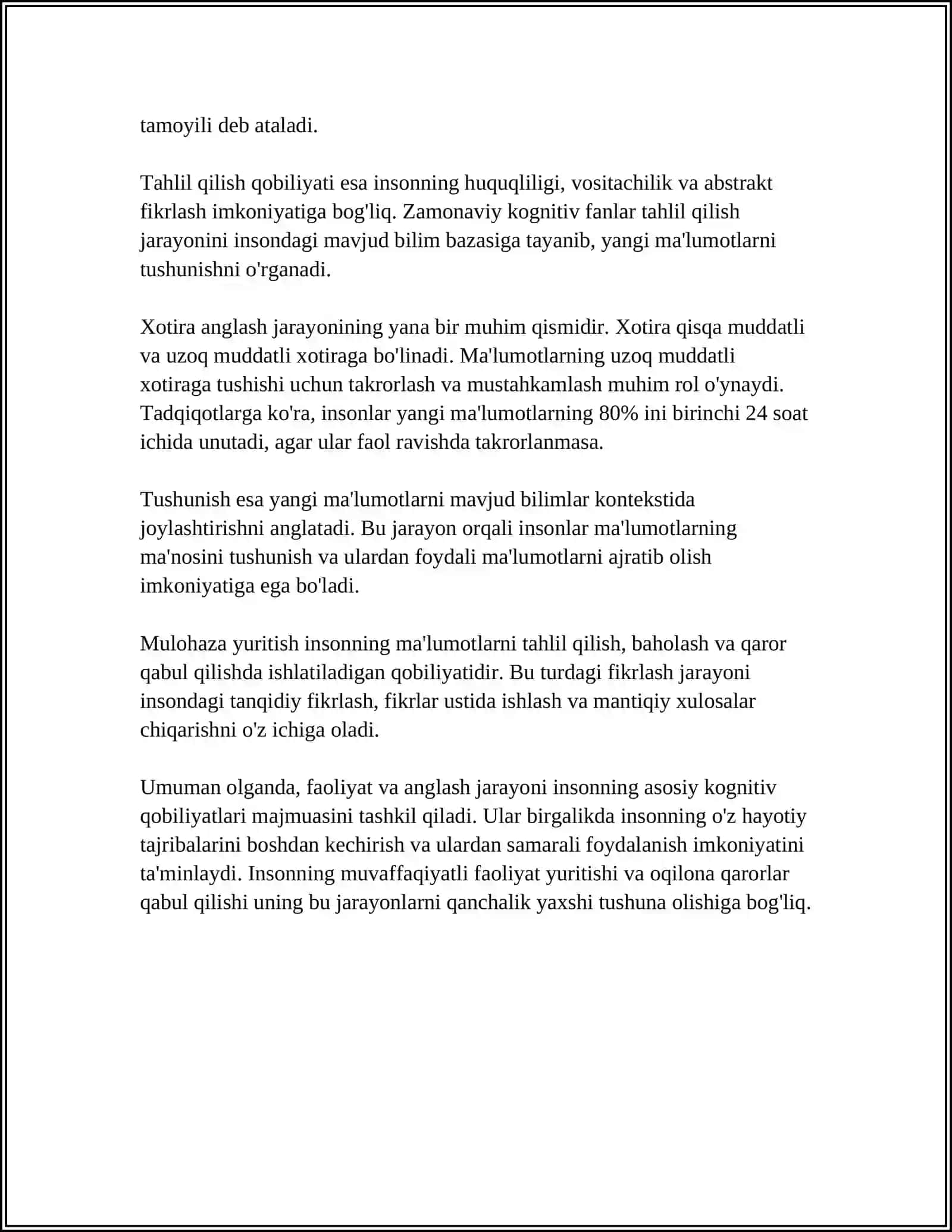 FAOLIYAT O'ZLASHTIRILISHI VA MALAKALARNI EGALLASH.MOTIV VA MOTIVATION 4
