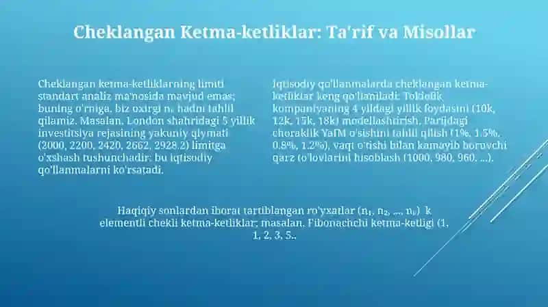 Cheklangan Ketma-ketliklarning Chegaralari va Iqtisodiy Oqibatlari 4