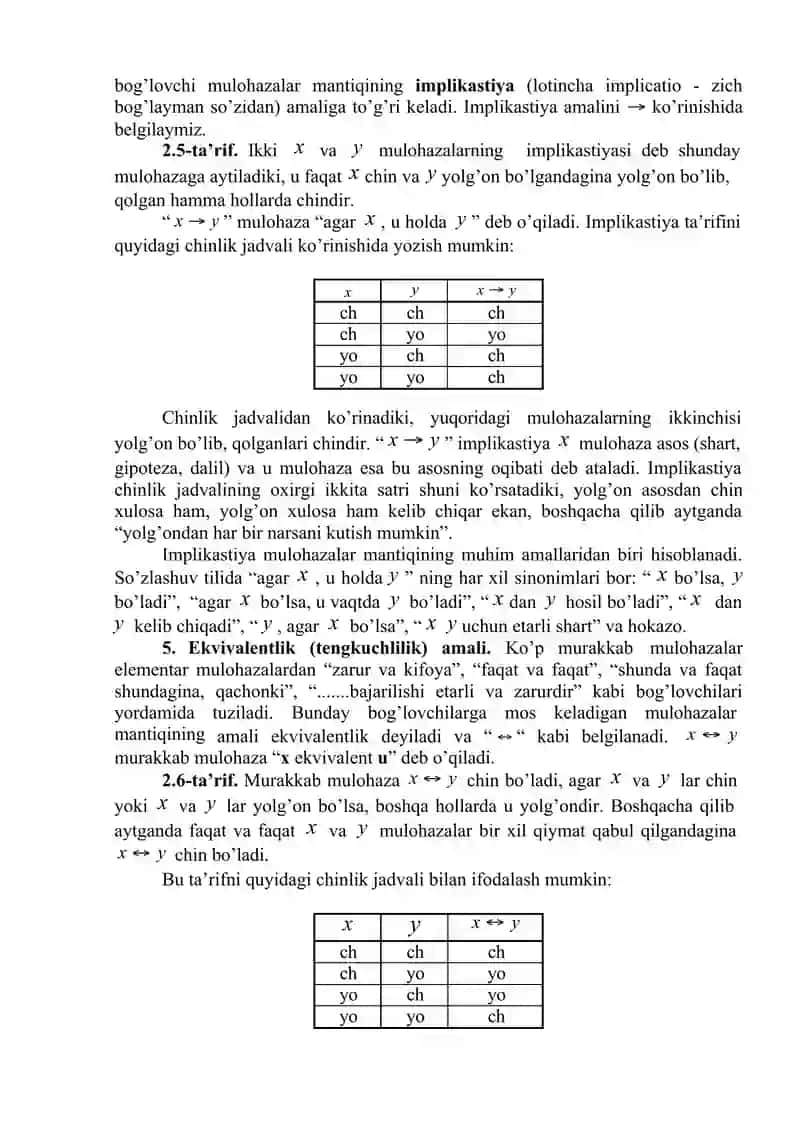 Matematik Mantiq Mulohazalar 4