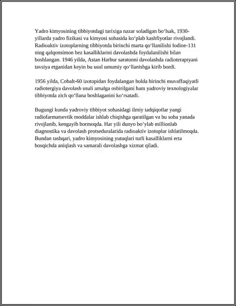 YADRO KIMYOSINING TIBBIYOTDAGI O'RNI 4
