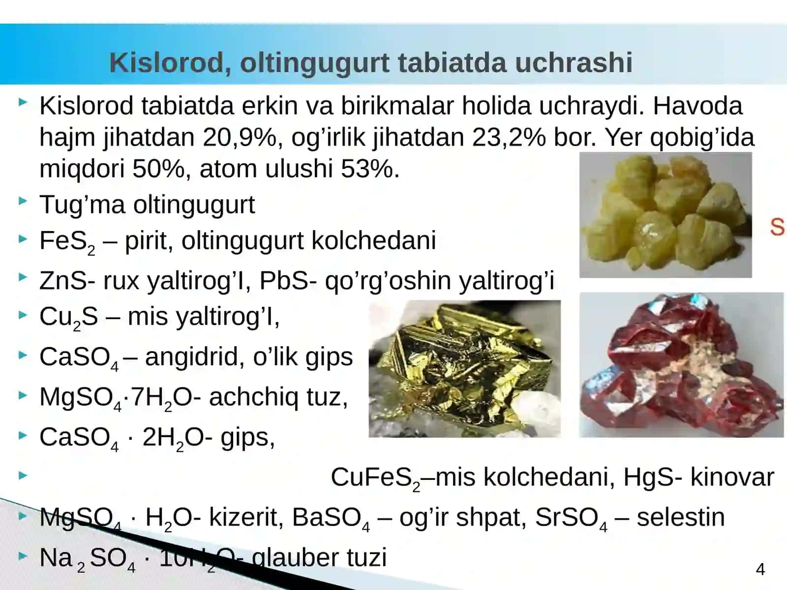 Davriy sistemaning VI A guruh elementlari 4
