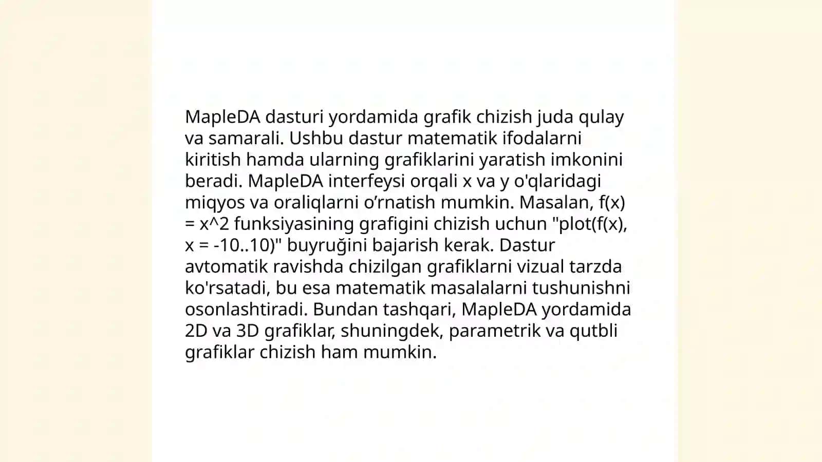 Mapleda grafik paketlarni imkoniyatlari 4