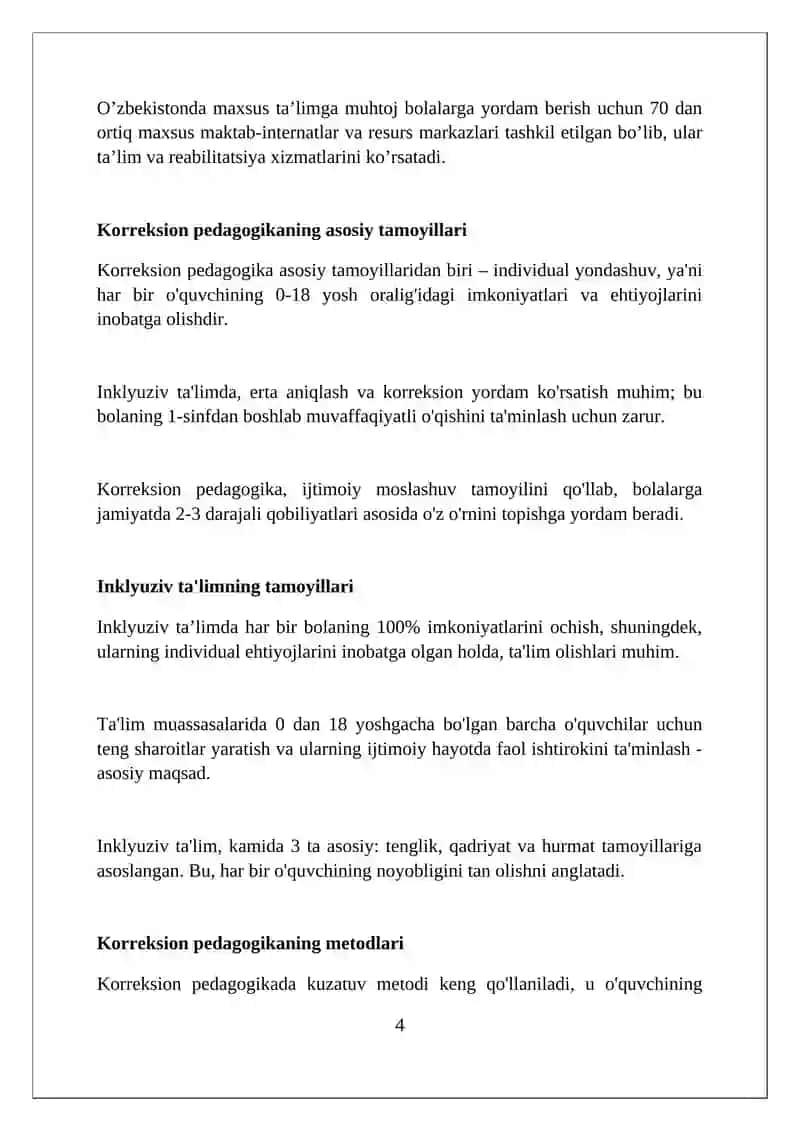 Korreksion pedagogika asoslari. Inklyuziv ta’lim 4