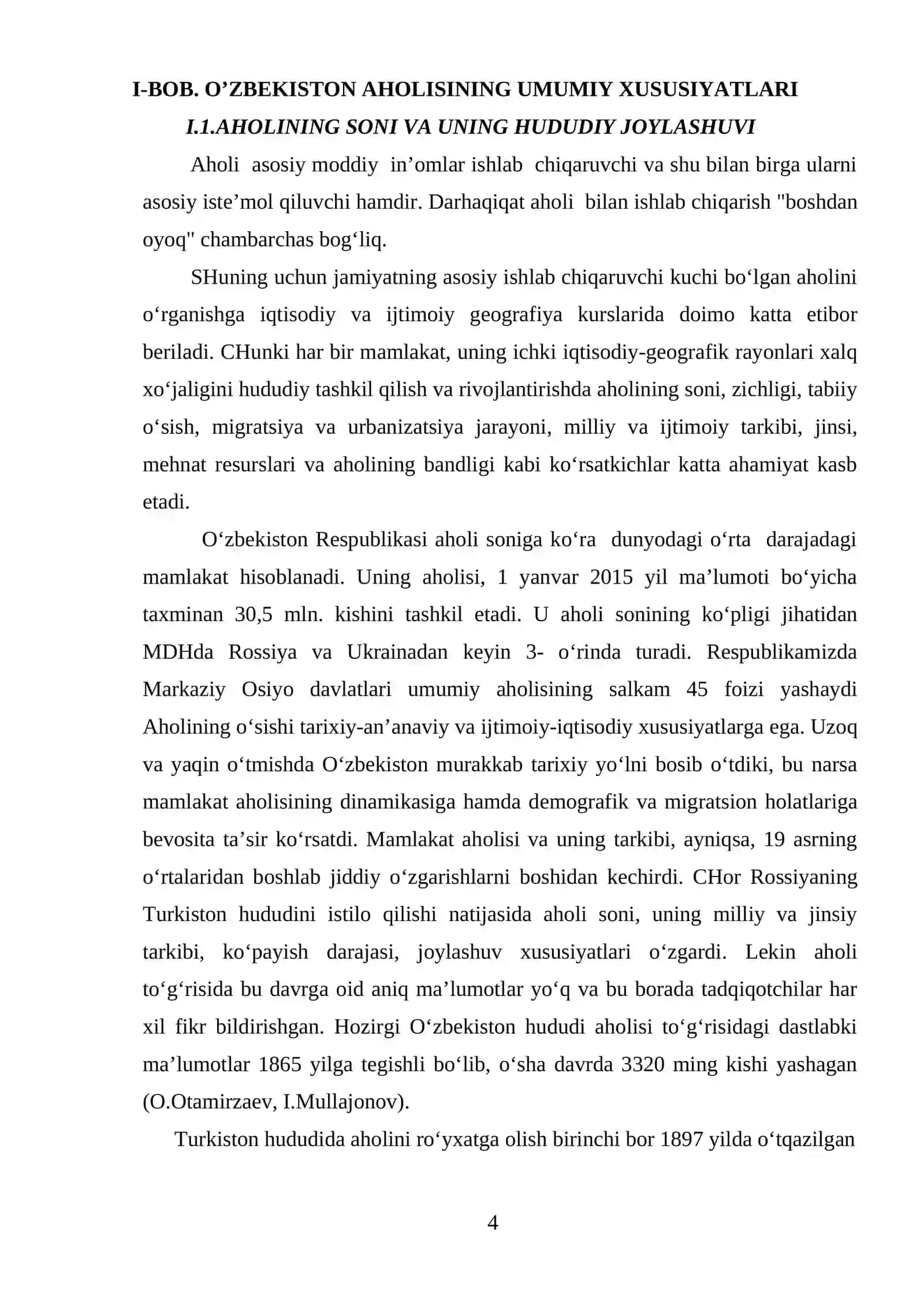 Mintagaviy iqtisodiyot rivojlanishida doimiy aholi soni va unig tarkibining o’sishining strategik jihatlari 4