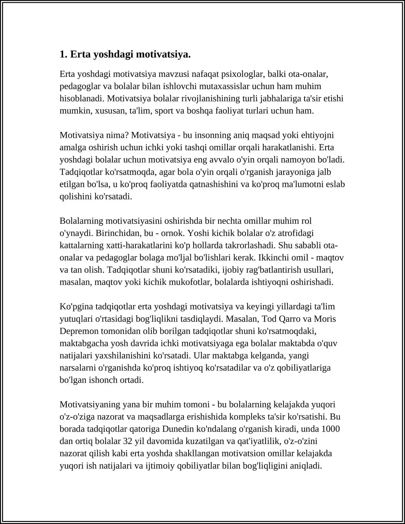 MAKTABGACHA YOSHDAGI BOLADA XULQ MOTIVLARINING RIVOJLANISHI OʻZ OʻZIGA SHAKILLANISHI 4