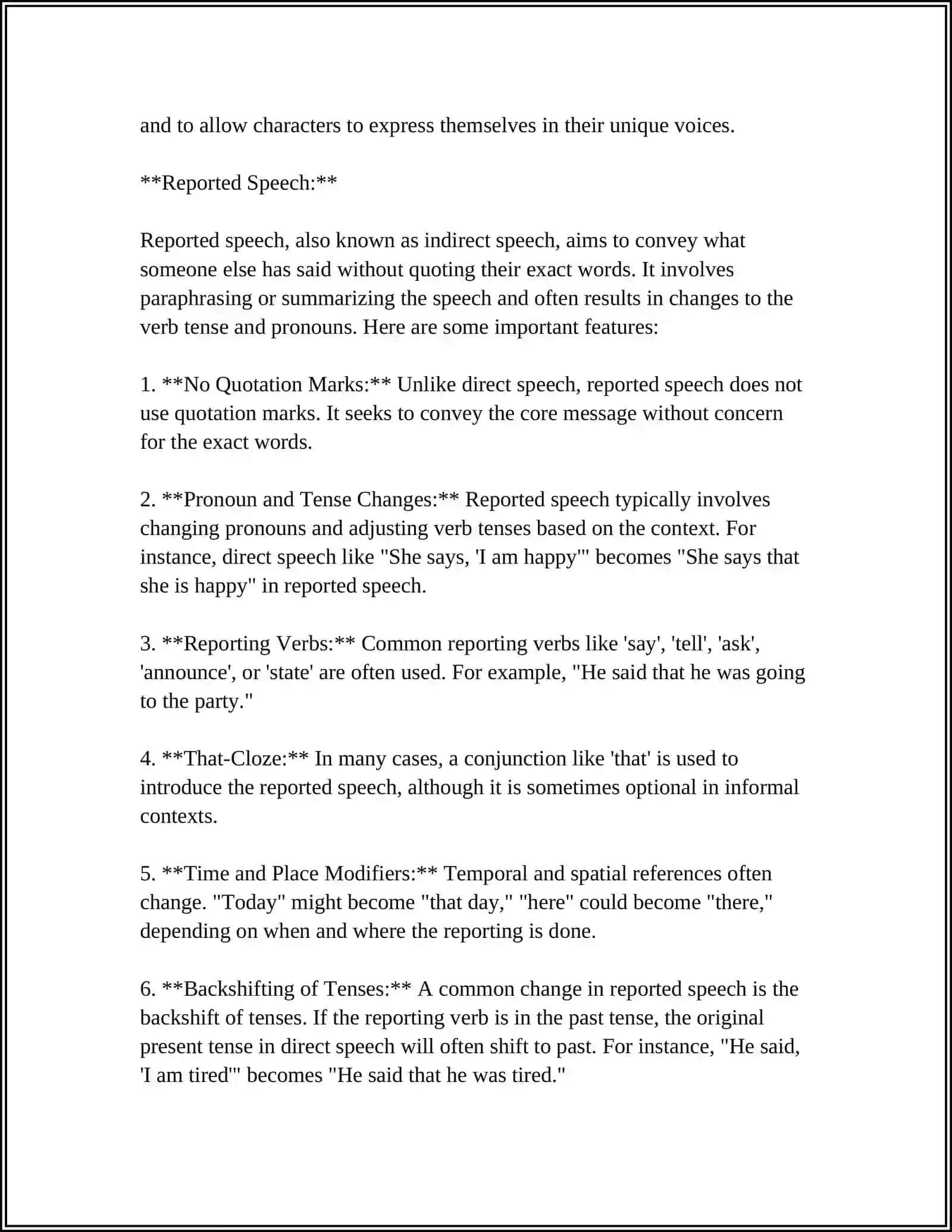 Direct Speech vs. Reported Speech 4