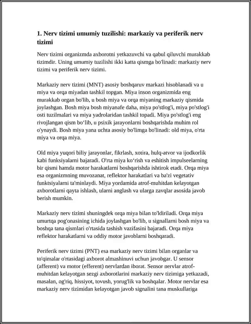 NERV TIZIMI TUZILISHI VA UNING PSIXIK JARAYONLARIDAGI RO'LI 4
