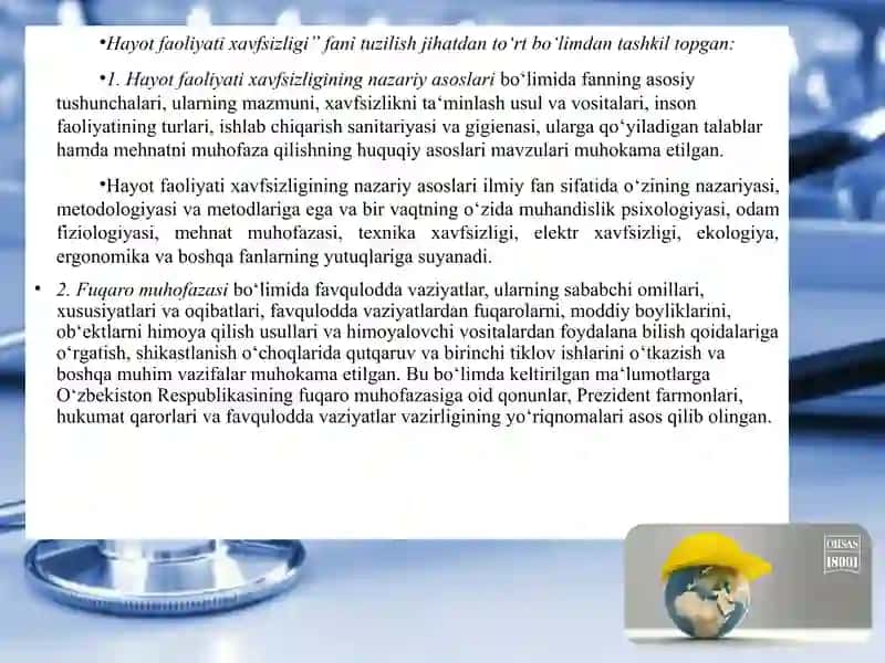 Hayot faoliyati xavfsizligi 4