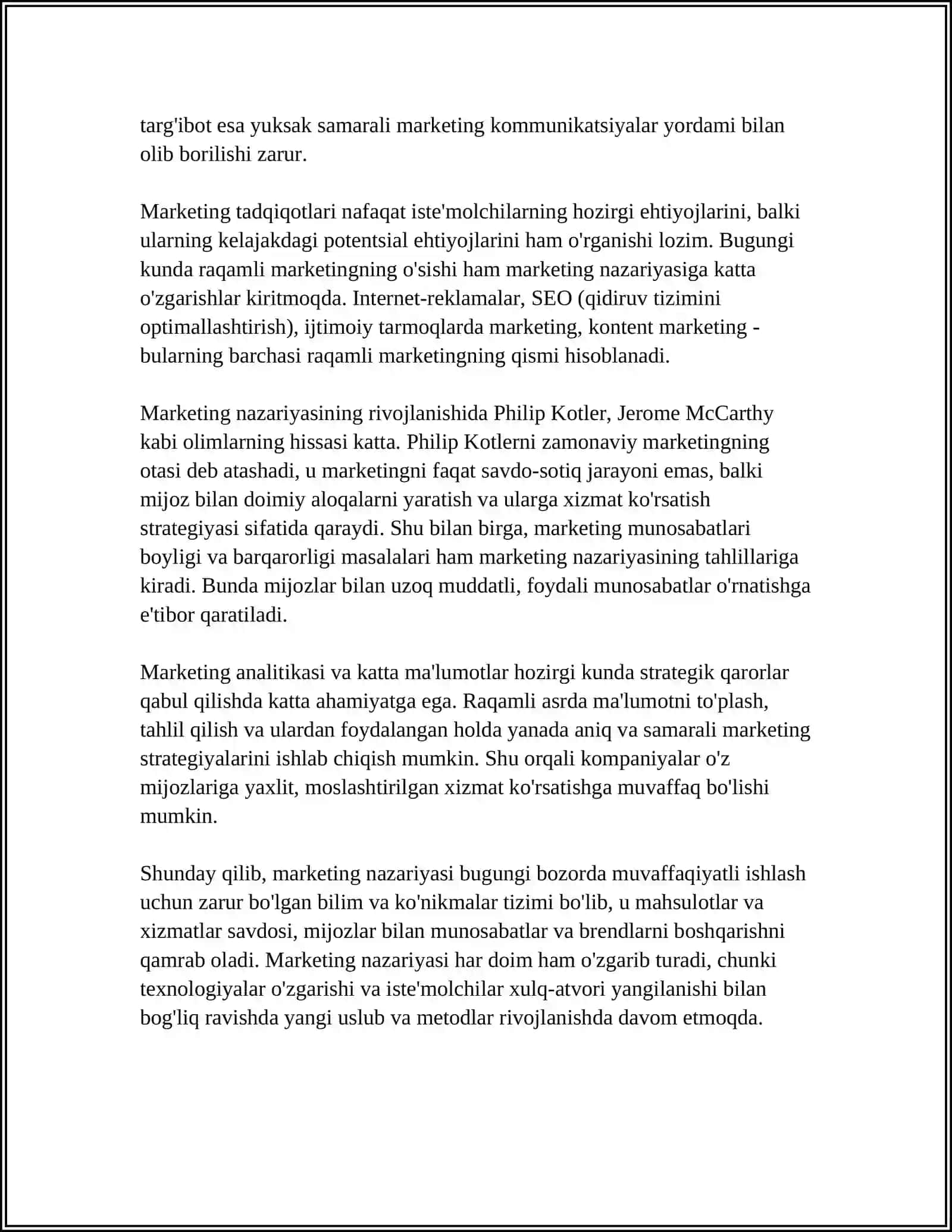 MARKETING NAZARIYASI TUSHUNCHASI VA UNING EVALYUTSIYASI 4