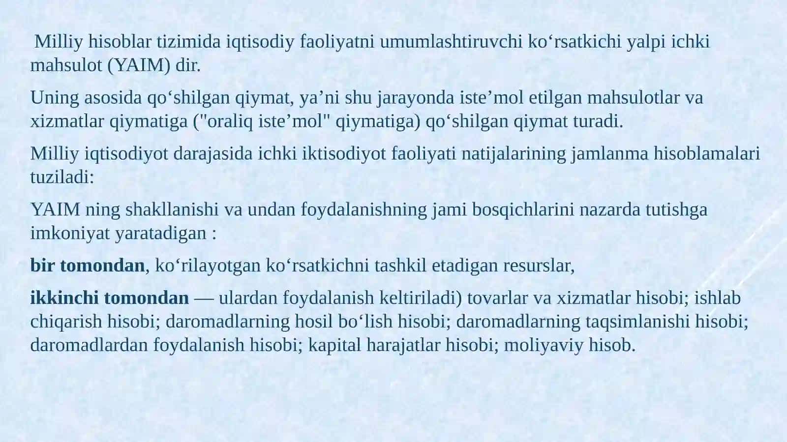 Milliy hisoblar tizimi va makro iqtisodiy ko'rsatkichlari tizimi 4