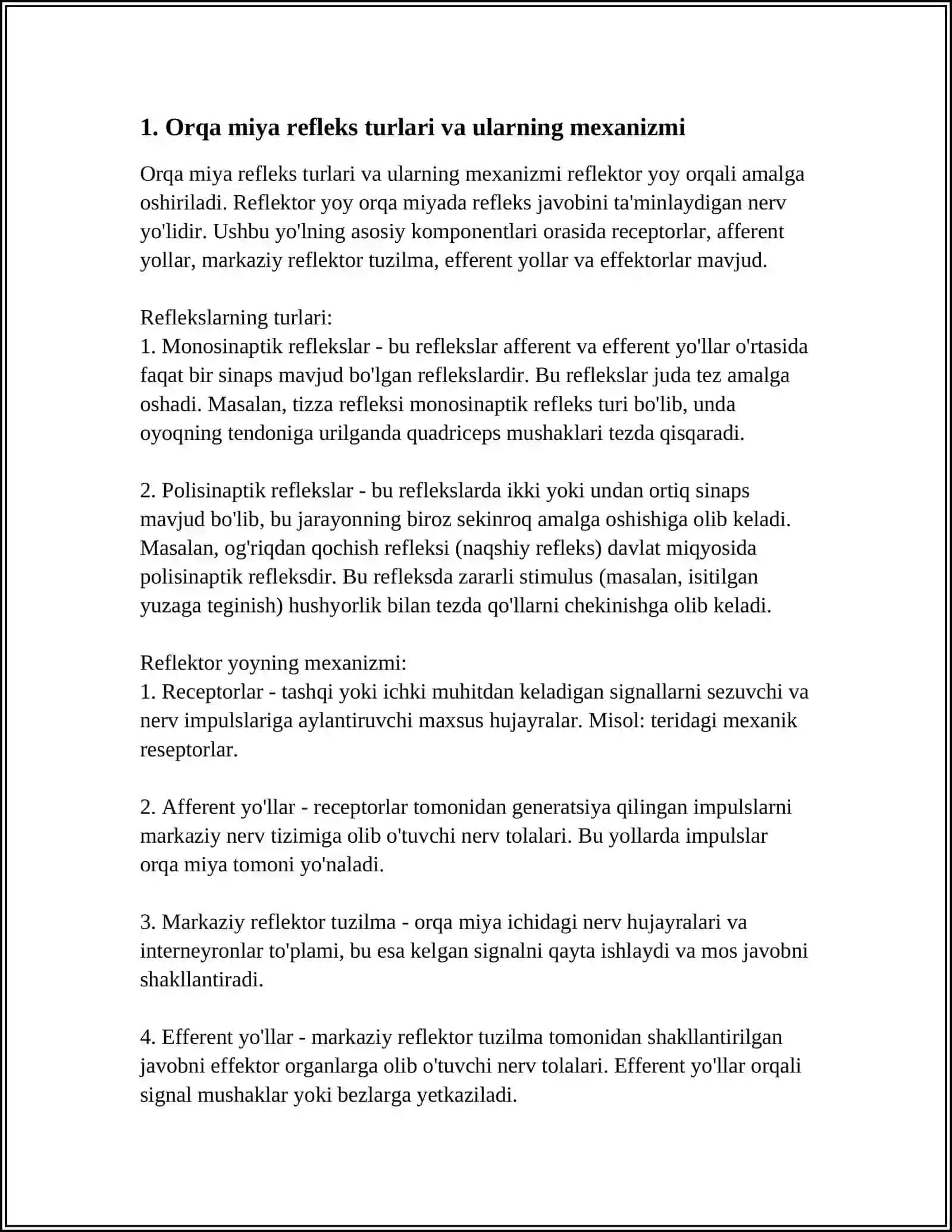 ORQA MIYANING REFLEKTOR VA O'TKAZUVCHAN YO'L FAOLIYATI, TEKSHIRISH USULLARI 4