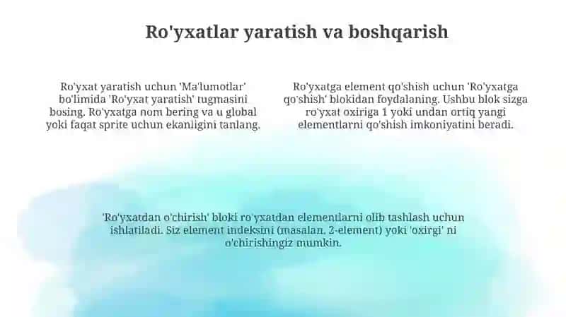Ro'yxatlar bilan ishlash 4