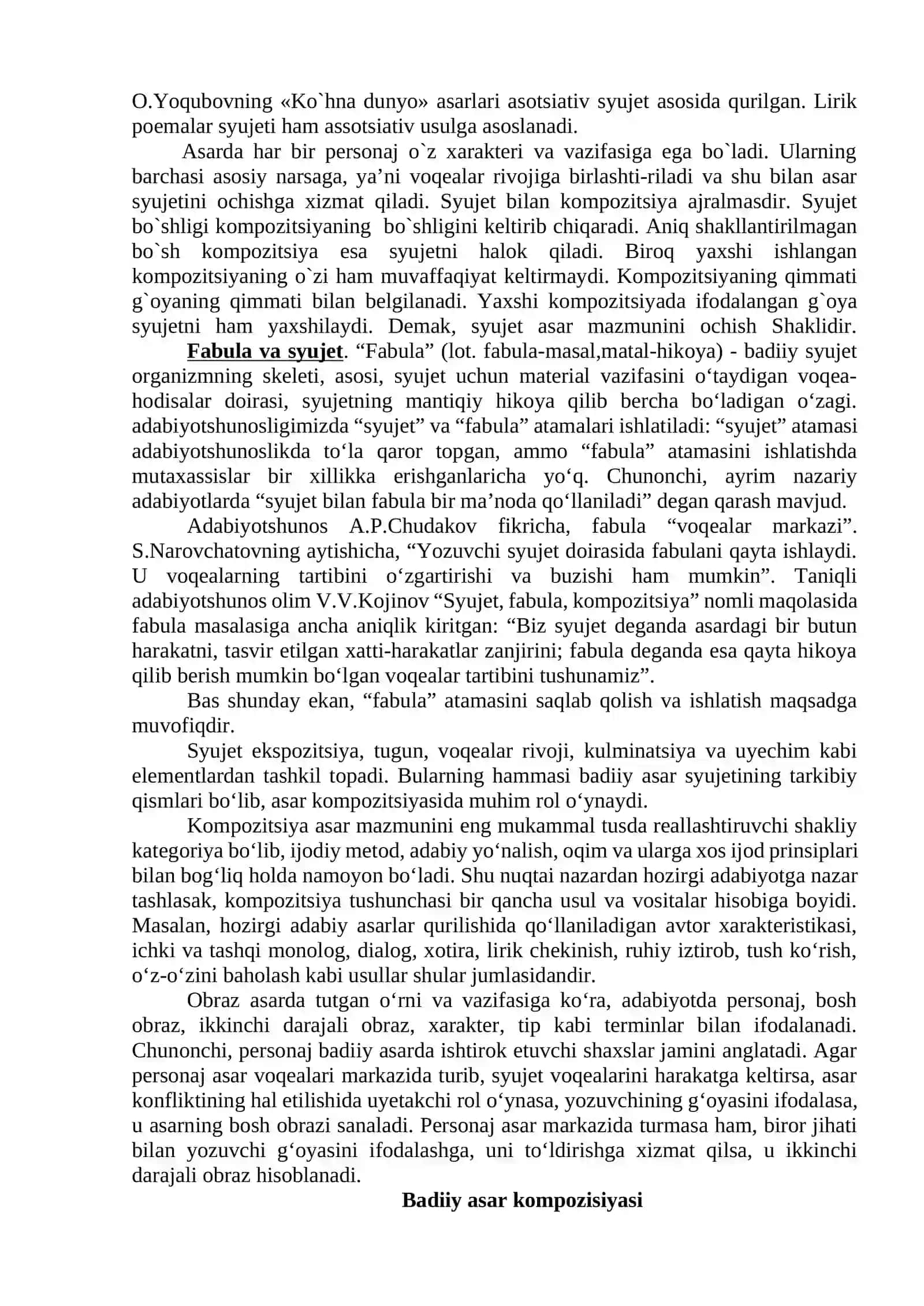 SYUJET TURLARI VA UNSURLARI. BADIIY ASAR KOMPOZISIYASI 4