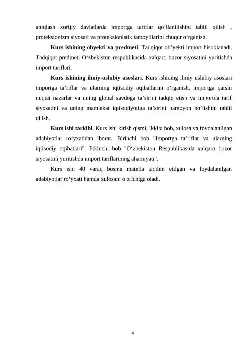 Importga ta'riflar va uning salbiy va ijobiy tomonlari 4
