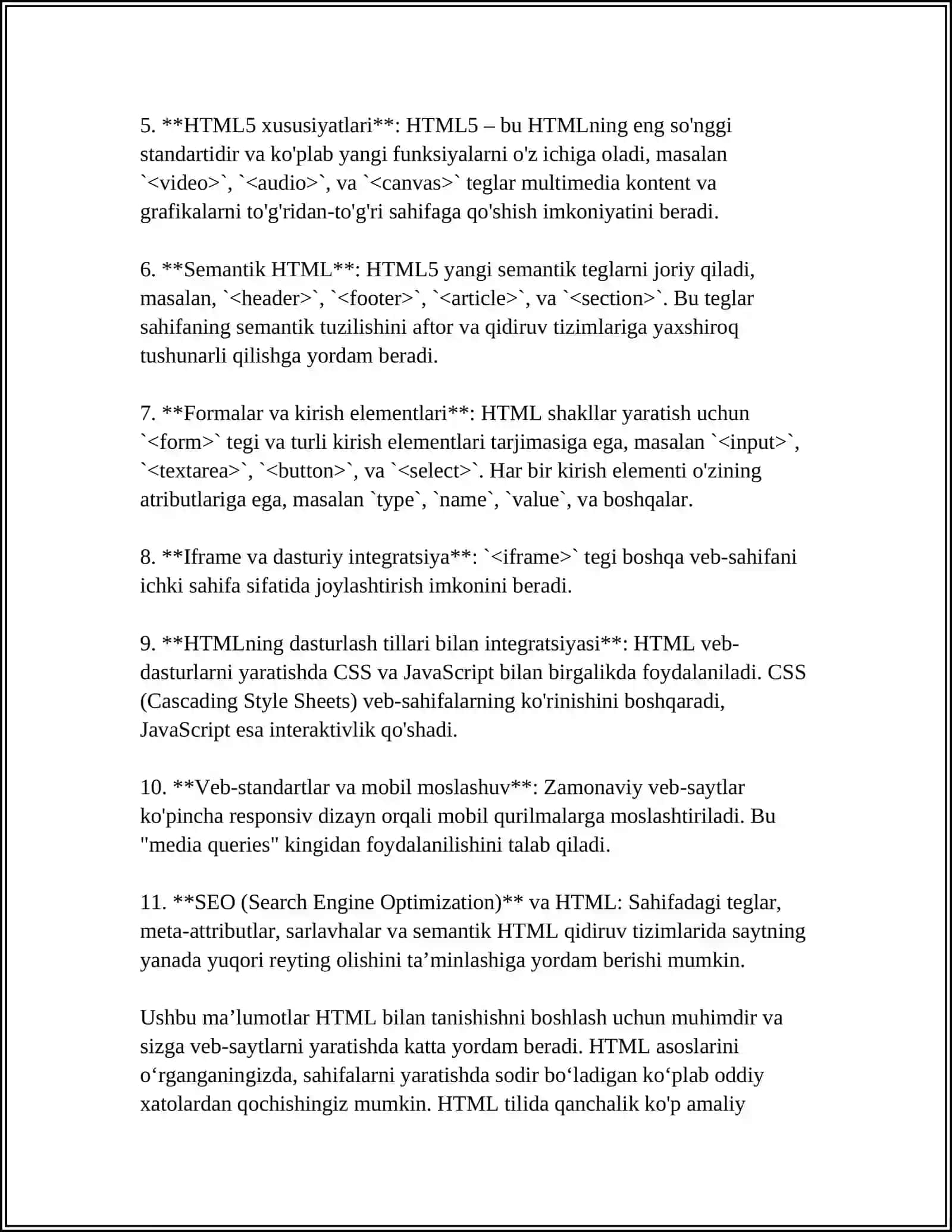 WEB SAHIFANING TUZILISHI VA YARATISH IMKONIYATLARI, ASOSIY TUSHUNCHALARI 4