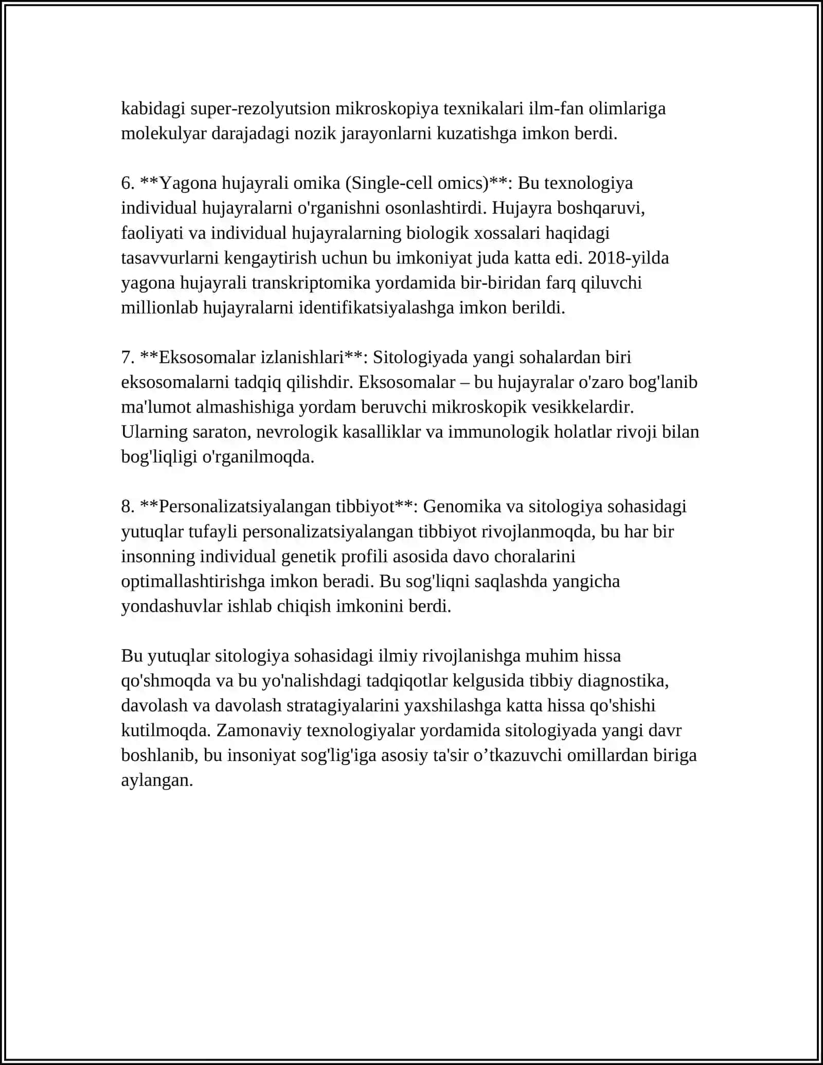 BUGUNGI KUNDA SITOLOGIYA FANINING YUTUQLARI,MUAMMOLARI VA ISTIQBOLI 4