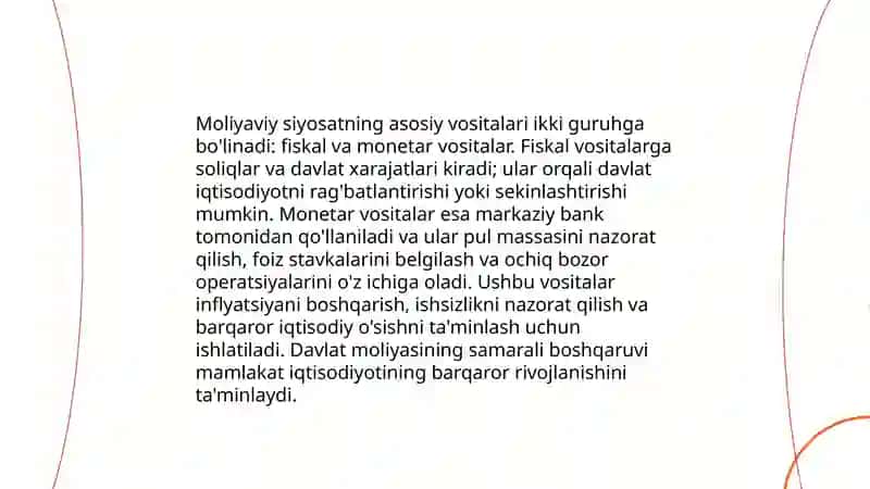 Moliyaviy siyosat va uning asosiy yo'nalishlari 4